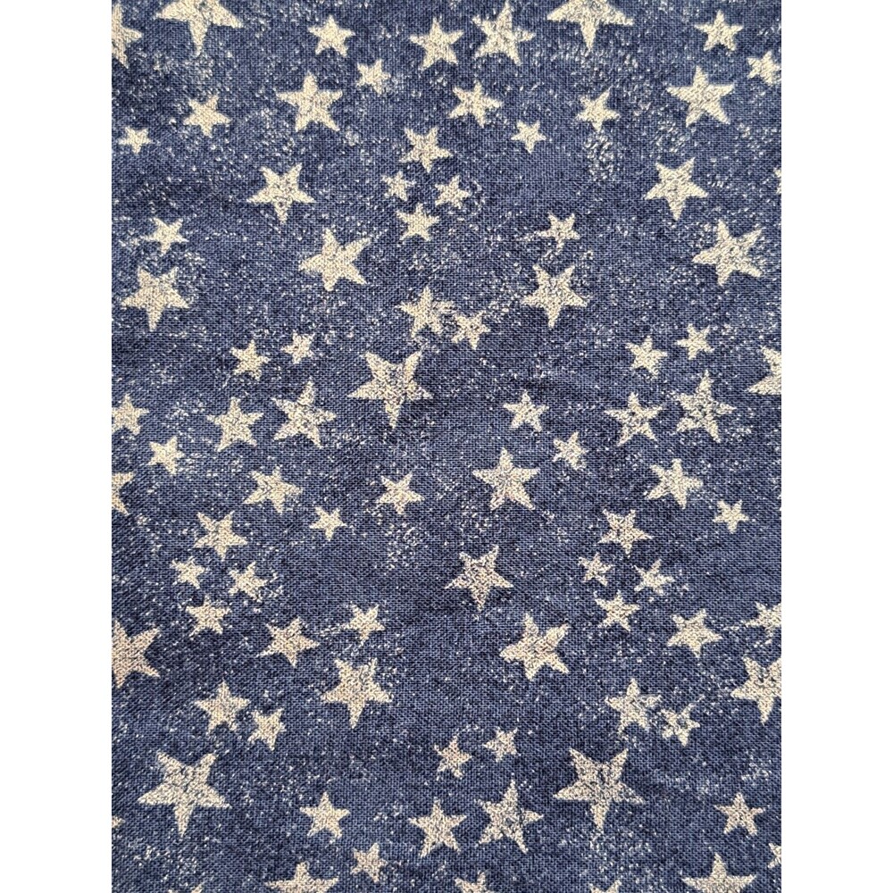 R.E.D. Original Design Cotton Fabric Distressed Blue & Silver Stars 25.5"x42.5"